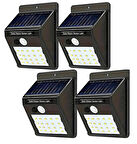 Bahçe, Garaj ve Dış Mekan için Güneş Enerjili Sensörlü Led Duvar Lambası Beyaz Işık - 4 Adet