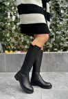 Lilliy Siyah Cilt Streç Detaylı Çizme