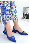Rewat Mavi Cilt Topuklu Ayakkabı