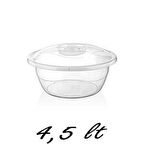  Plastik 4,5 Litre Kapaklı Hamur Leğeni Saklama Kabı Şeffafl (Çap 27 Cm)