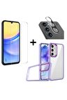 Samsung Galaxy A15 Uyumlu Pastel Renk Telefon Kılıfı Temperli Cam Ekran ve Kamera Koruyucu