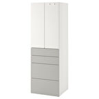 Çocuk gardırobu, beyaz-gri, 60x42x181 cm, 4 çekmeceli