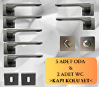 Stilo Inox 5 ADET ODA 2 ADET WC Kare Rozetli Kapı Kolu SET