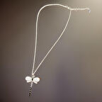 Her An Mutluluk: Gümüş Renk Kelebek 316L Antialerjik Şık Çelik Kadın Kolye