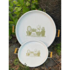 İkili Yuvarlak Sunum Tepsisi Seti