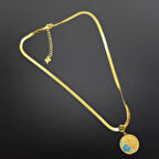 Yonca Motifli Çeyrek Model Gold Renk Antialerjik 316L Çelik Kolye - Geleneksel ve Şık