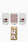 Bistyle Mom Dad 3'Lü Penye Soket Çorap 10123 Ekru