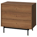 3 çekmeceli şifonyer, kahverengi ceviz görünüm, 90x48x81 cm