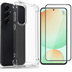 Samsung Galaxy S24 FE Uyumlu Köşe Dolgulu Anti Şok Telefon Kılıfı ve 5d Kırılmaz Cam Ekran Koruyucu