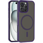 Apple iPhone 16 Pro ile Uyumlu Kılıf Magsafe Şarj Özellikli Mat Arka Yüzeyli Kapak