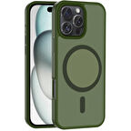 Apple iPhone 16 Pro ile Uyumlu Kılıf Magsafe Şarj Özellikli Mat Arka Yüzeyli Kapak