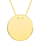 Gümüş Gold Yuvarlak Plaka Kolye