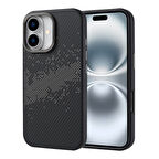 Apple iPhone 16 Uyumlu Karbon Fiber Tasarım 2MM İnce Telefon Kılıfı Kapak