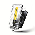 Apple iPhone 16 Pro Uyumlu Kolay Uygulama Aparatlı Temperli Cam Tam Kaplayan Ekran Koruyucu