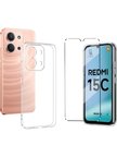 Xiaomi Redmi 15C ile Uyumlu Kılıf Soft Yumuşak Telefon Kılıfı ve Temperli Cam Ekran Koruyucu