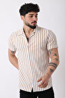Apaç Yaka Çizgili Ottoman Kısa Kol Gömlek JL_40364