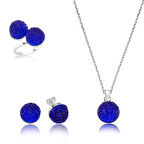 Gümüş Lacivert Kristal Taşlı kadin Set
