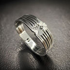 Premium Taş İşlemeli Şık Parlak Gümüş Renk Yonca Detaylı Bileklik - Antialerjik 316L Paslanmaz Çelik