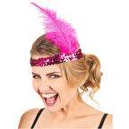 Fuşya Renk Çarliston Saç Bandı