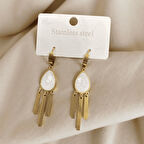 Zarif Damla Figürlü Altın Renk 316L Çelik Küpe - Modern Tasarımıyla Her Tarza Uygun