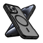 Apple iPhone 14 Pro Max Uyumlu Kılıf Magsafe Wireless Şarj Özellikli Şerit Tasarımlı Kılıf Kapak