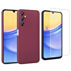 Samsung Galaxy A15 ile Uyumlu Kılıf Soft Yumuşak Telefon Kılıfı ve Temperli Cam Ekran Koruyucu