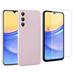 Samsung Galaxy A15 ile Uyumlu Kılıf Soft Yumuşak Telefon Kılıfı ve Temperli Cam Ekran Koruyucu