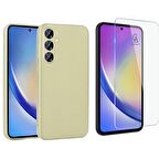 Samsung Galaxy A35 ile Uyumlu Kılıf Soft Yumuşak Telefon Kılıfı ve Temperli Cam Ekran Koruyucu