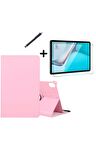 Huawei MatePad 11" 2023 360° Dönebilen Standlı Tablet Kılıfı Ekran Koruyucu ve Kalem Seti Açık Pembe