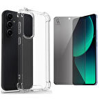 Samsung Galaxy S23 FE Köşe Dolgulu Anti Shock Telefon Kılıfı ve Hayalet Privacy Ekran Koruyucu