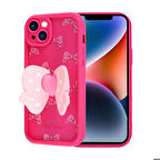 Apple iPhone 14 Uyumlu Kanatlı Kelebek Figürlü Standlı Kadın Telefon Kılıfı Kapak