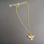 Unutulmaz Bir Hediye: Gold Renk Güvercin 316L Antialerjik Şık Çelik Kadın Kolye