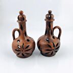 %100 El Yapımı Toprak Dekoratif Mumluk 2'li /testi