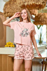 Aqua 25503 Kadın Baskı Detay Kısa Kol Pijama Şort Takım