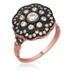 Gümüş Rose Elmas Montür Çiçek Kadın Yüzük