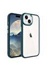 Apple iPhone 15 Plus ile Uyumlu Kılıf Şeffaf Arka Yüzey Renkli Kenar Çerçeve Telefon Kılıfı Kapak