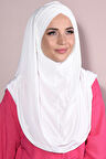 3 Bantlı Hazır Pileli Tesettür Hijab Ekru - Ekru