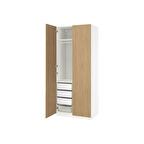 PAX gardırop, beyaz-meşe görünümlü, 100x60x236 cm