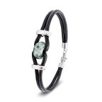  FM Yeşil Jasper Doğal Taşlı Deri Ve Çelik Bileklik 31832B14D4 