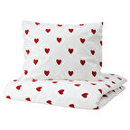 Tek kişilik nevresim seti, beyaz-kırmızı, 150x200/50x60 cm