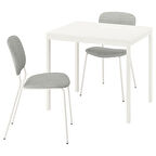 Mutfak masası takımı, beyaz-Tibbleby bej/gri, 2 sandalyeli, açılabilir, 84/120x74 cm