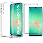 Samsung Galaxy A26 Uyumlu Kılıf Esnek Silikon Telefon Kılıfı ve Temperli Cam Ekran Koruyucu