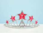 Kırmızı Yıldız Taşlı Plastik Elsa Tacı Çocuk Boy