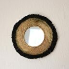 Japandi, Retro Eklektik, Bohem, İskandinav Dekoratif Bambu Siyah Aynalı Deniz Sazı Duvar Süsü 60cm