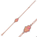 Gümüş Rose Pembe Opal Fatma Ana Eli Kadın Bileklik
