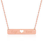 Gümüş Rose Kişiye Özel İsimli Çubuk Kalp Kolye