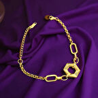 Geometrik Tasarım 316L Altın Renk Modern Çelik Bileklik – Özgün Şıklığın Simgesi