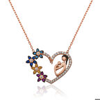 Gümüş Kalpli Anne Çocuk Kadın Kolye