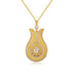 Gümüş Damla Taşlı Lale Kadın Kolye