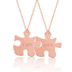 Gümüş Rose Kişiye Özel Puzzle İsimli Kolye